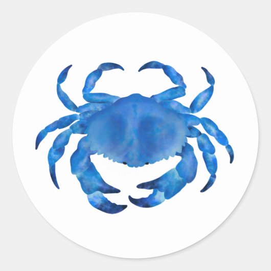 Sticker Rond Aquarelle de crabe bleu (Devant)
