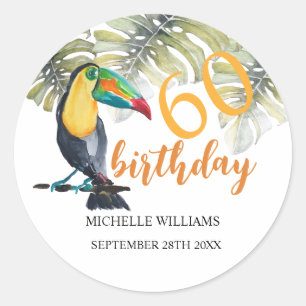 Sticker Rond Aquarelle de fête tropicale toucan artistique