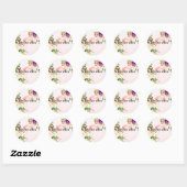 Sticker Rond Aquarelle de Flamant rose rose de Bourgogne (Feuille)