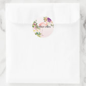 Sticker Rond Aquarelle de Flamant rose rose de Bourgogne (Sac)