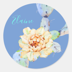 Sticker Rond Aquarelle de fleur de cactus