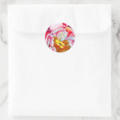 Sticker Rond Aquarelle de fleur rose (Sac)