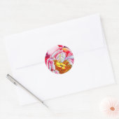 Sticker Rond Aquarelle de fleur rose (Enveloppe)