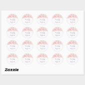 Sticker Rond Aquarelle de fleurs roses (Feuille)
