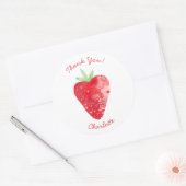 Sticker Rond Aquarelle de fraise Merci personnalisé (Enveloppe)