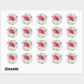 Sticker Rond Aquarelle de fruit de grenade art tropical rouge (Feuille)