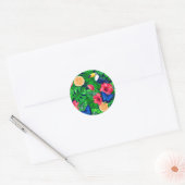 Sticker Rond Aquarelle de jardin toucan et tropical (Enveloppe)