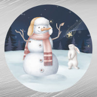 Aquarelle de la carotte de lapin de Noël Snowman