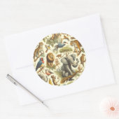Sticker Rond Aquarelle de la jungle vintage (Enveloppe)