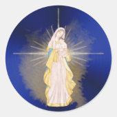 Sticker Rond Aquarelle de la Nativité Bleue Noël (Devant)