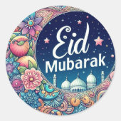 Sticker Rond Aquarelle de l'Aïd Moubarak (Devant)