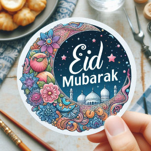 Sticker Rond Aquarelle de l'Aïd Moubarak