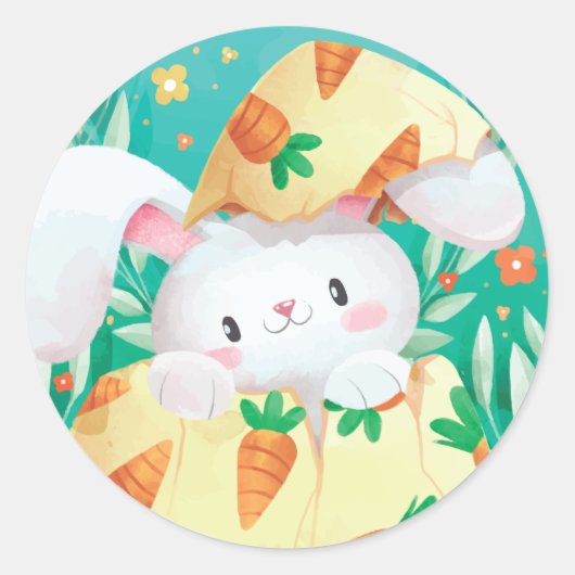 Sticker Rond Aquarelle de lapin de Pâques | Sceau à coller (Devant)