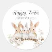 Sticker Rond Aquarelle de lapin mignon Pâques (Devant)
