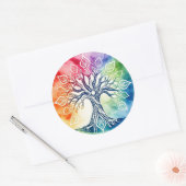 Sticker Rond Aquarelle de l'arbre de vie (Enveloppe)