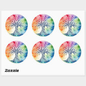 Sticker Rond Aquarelle de l'arbre de vie (Feuille)