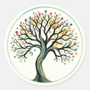 Sticker Rond Aquarelle de l'arbre de vie