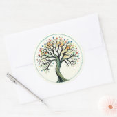 Sticker Rond Aquarelle de l'arbre de vie (Enveloppe)