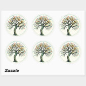 Sticker Rond Aquarelle de l'arbre de vie (Feuille)