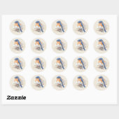 Sticker Rond Aquarelle de Little Eastern Bluebird (Feuille)
