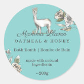 Sticker Rond Aquarelle de Llama adorable mignonne Croquis Flora (Devant)