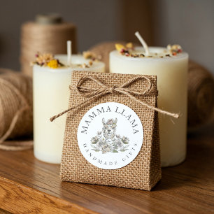 Sticker Rond Aquarelle de Llama adorable mignonne Croquis Flora