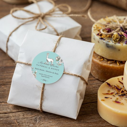 Sticker Rond Aquarelle de Llama adorable mignonne Croquis Flora