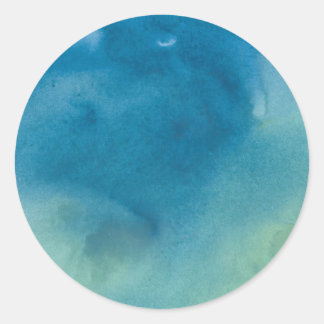 Sticker Rond Aquarelle de marbre bleu et vert