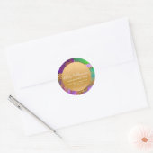 Sticker Rond Aquarelle de marbre moderne violet or vert script (Enveloppe)