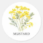 Sticker Rond Aquarelle de moutarde d'herbe (Devant)