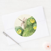 Sticker Rond aquarelle de nénuphar jaune (Enveloppe)