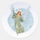 Sticker Rond Aquarelle de Noël Blue Angel (Devant)