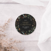 Sticker Rond Aquarelle de Noël botanique floral foncé moody