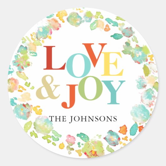 Sticker Rond Aquarelle de Noël PixDezine Wreath Abstraite (Devant)