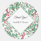 Sticker Rond Aquarelle de Noël Rustique Mistletoe (Devant)