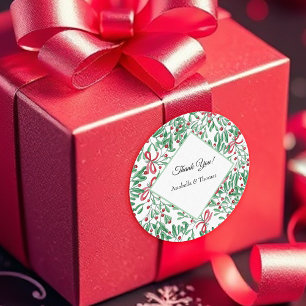 Sticker Rond Aquarelle de Noël Rustique Mistletoe