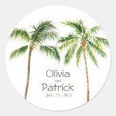 Sticker Rond Aquarelle de palmier Jungle tropicale (Devant)