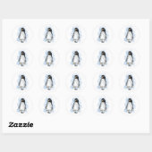 Sticker Rond Aquarelle de peguin (Feuille)