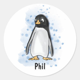 Sticker Rond Aquarelle de peguin