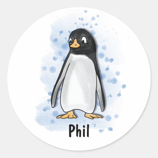 Sticker Rond Aquarelle de peguin (Devant)