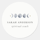 Sticker Rond Aquarelle de phase de lune céleste grise simple (Devant)