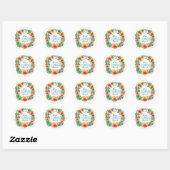 Sticker Rond Aquarelle de plage tropicale Wreath florale (Feuille)