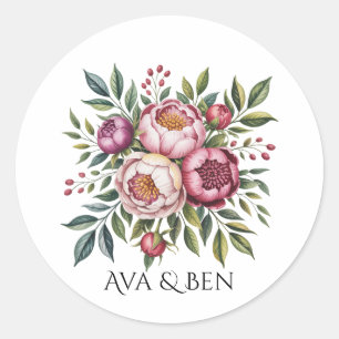 Sticker Rond Aquarelle de Primrose d'hiver Mariage floral