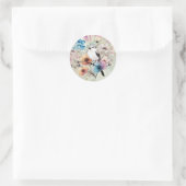 Sticker Rond Aquarelle de printemps mignonne Pastel Oiseau flor (Sac)