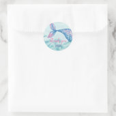 Sticker Rond Aquarelle de sirène anniversaire Favoriser vous re (Sac)