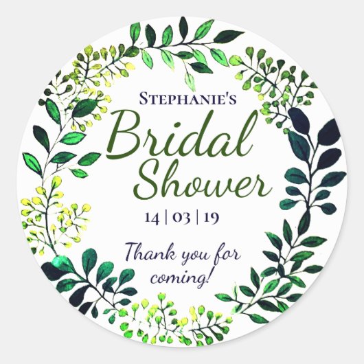 Sticker Rond Aquarelle de verdure | Remerciements pour une douc (Devant)