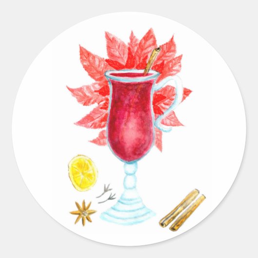 Sticker Rond Aquarelle de vin multicouche (Devant)