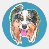 Sticker Rond Aquarelle de visage de chien mignon (Devant)
