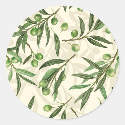 Sticker Rond Aquarelle des branches d'olive (Devant)