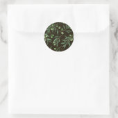 Sticker Rond Aquarelle des branches d'olive en noir (Sac)